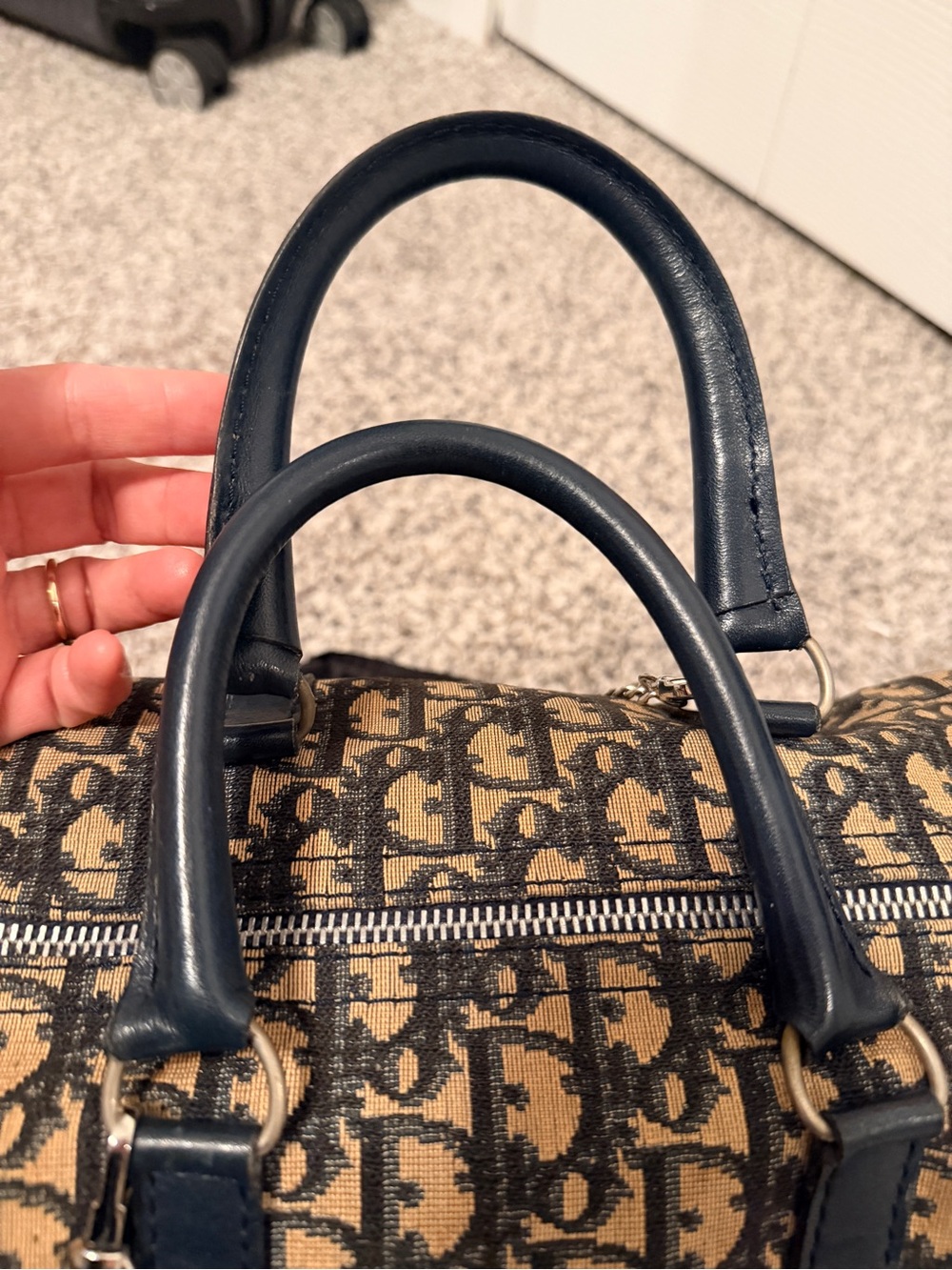 Auth DIOR Monogram Canvas Satchel with COA, unbranded chain & unbranded dustbag - Picture 4 of 12